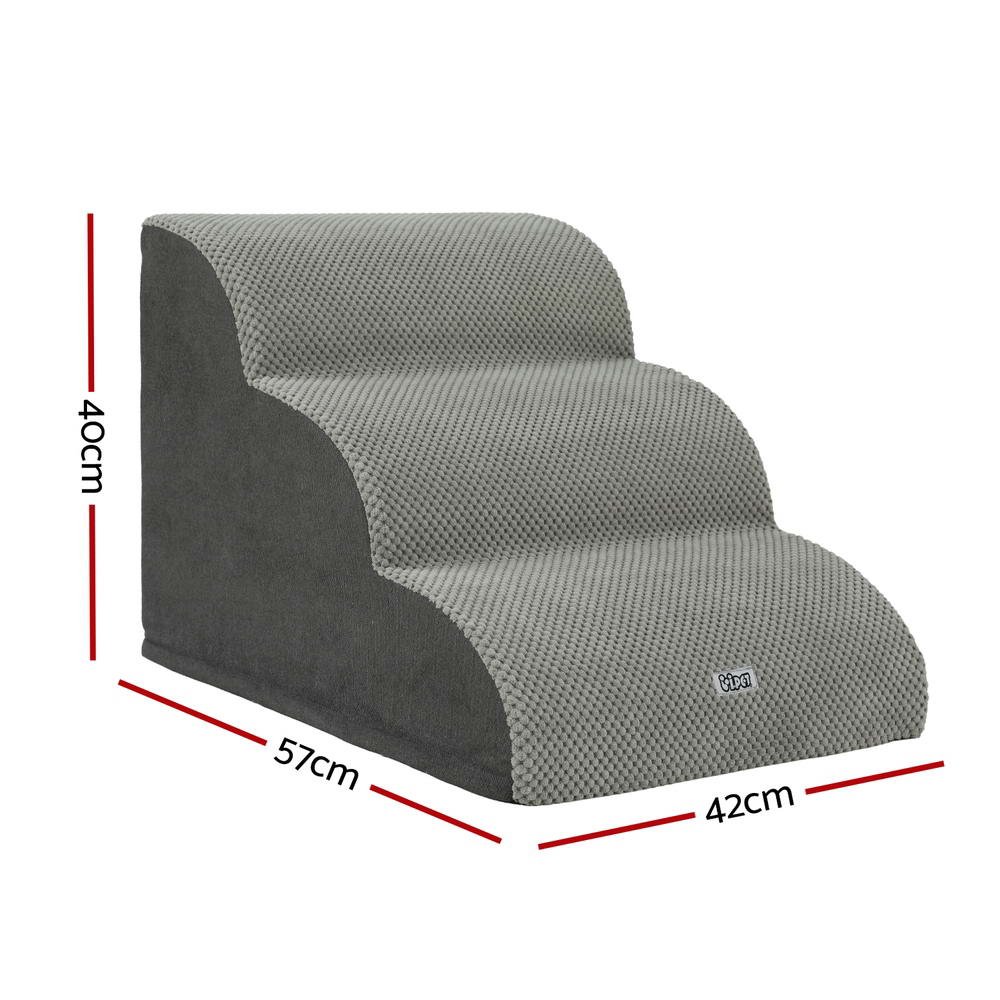 i.Pet Dog Ramp Steps Foam 3 Tier Pet Stairs For Bed Sofa Car Portable Indoor - Image 2