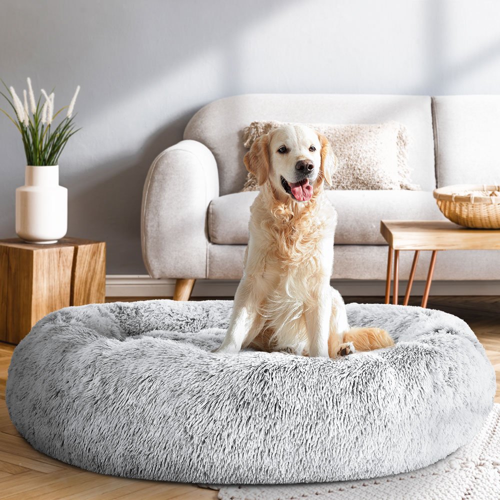 i.Pet Pet Bed Dog Cat 110cm Calming Extra Large Soft Plush Light Charcoal - Image 7