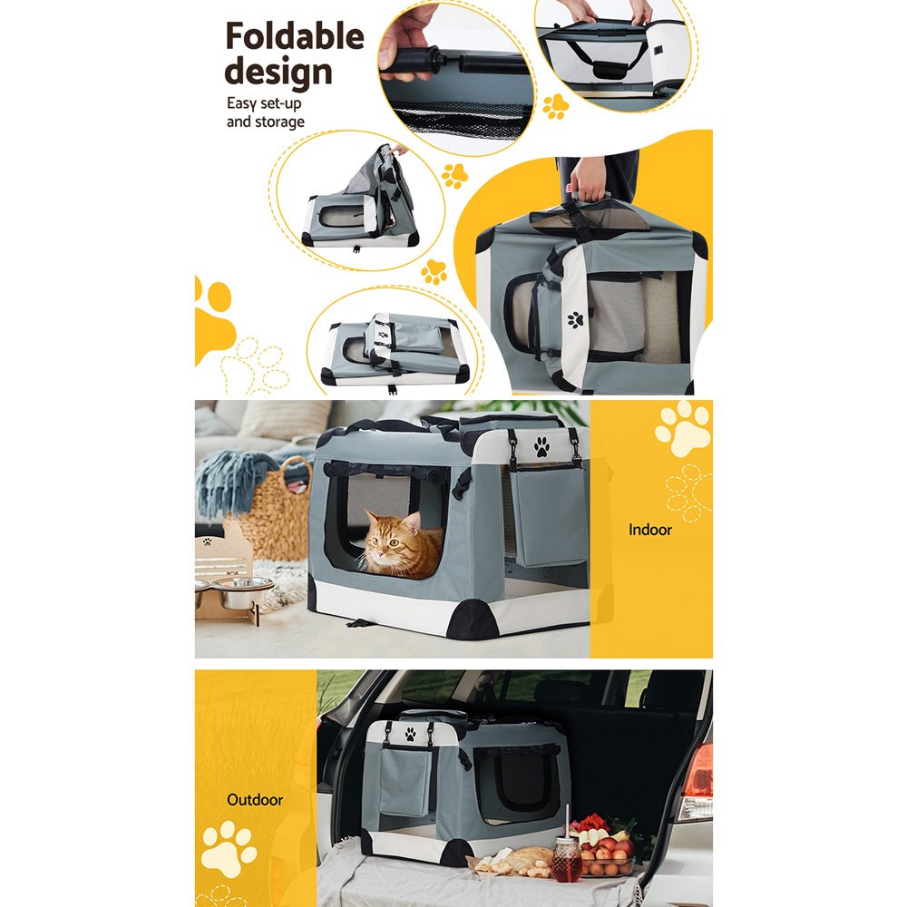 i.Pet Pet Carrier Soft Crate Dog Cat Travel 70x52CM Portable Foldable Car Large - Image 7