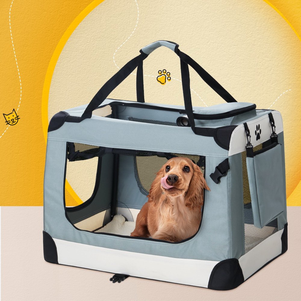 i.Pet Pet Carrier Soft Crate Dog Cat Travel 70x52CM Portable Foldable Car Large - Image 8