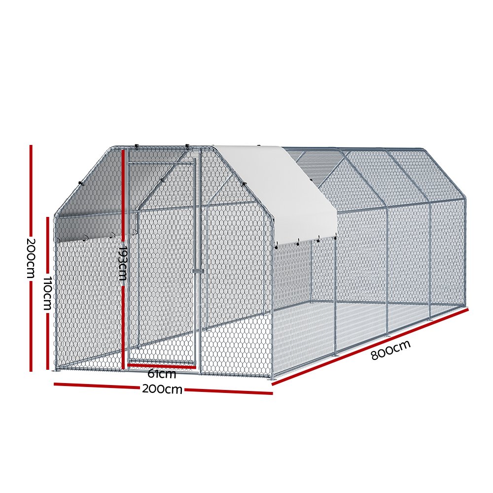 i.Pet Chicken Coop Cage Run Rabbit Hutch Large Walk In Hen House Cover 2mx8mx2m - Image 2