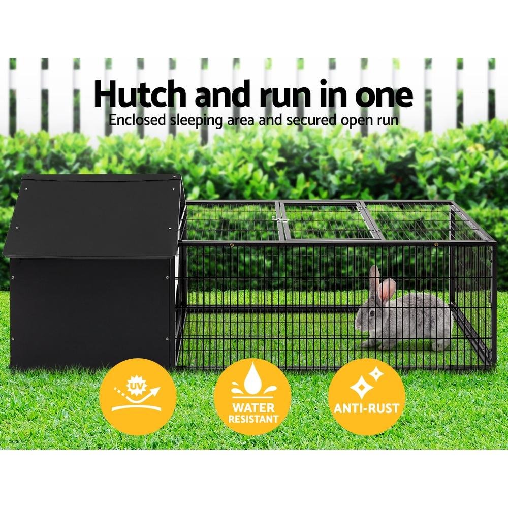 i.Pet Rabbit Cage Hutch 162x60cm Enclosure Metal - Image 4