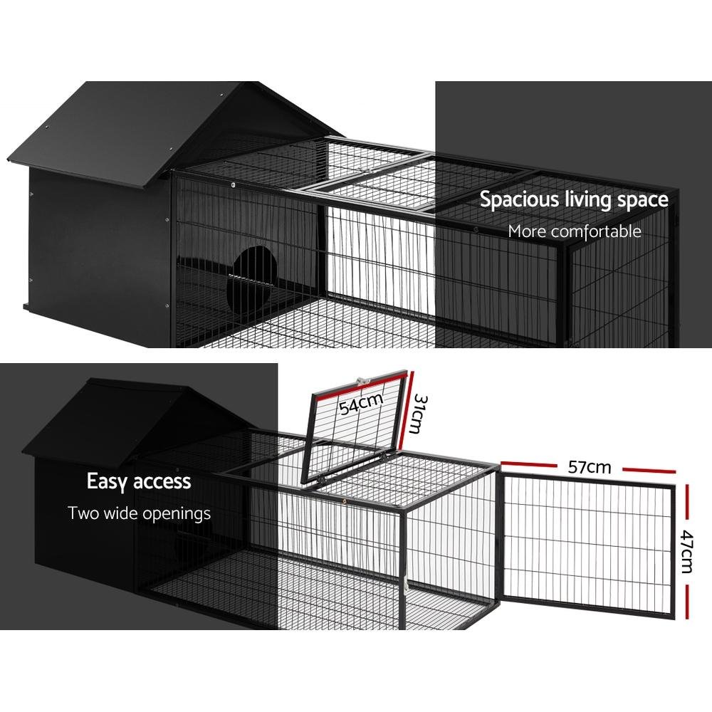 i.Pet Rabbit Cage Hutch 162x60cm Enclosure Metal - Image 5