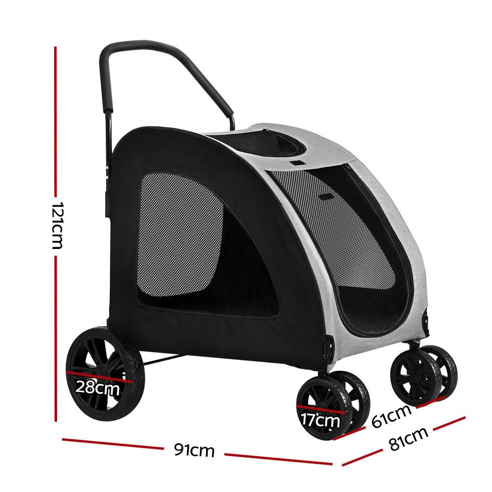 i.Pet Pet Stroller Dog Pram Large Carrier Cat Travel Foldable Strollers 4 Wheels Trolley - Image 2