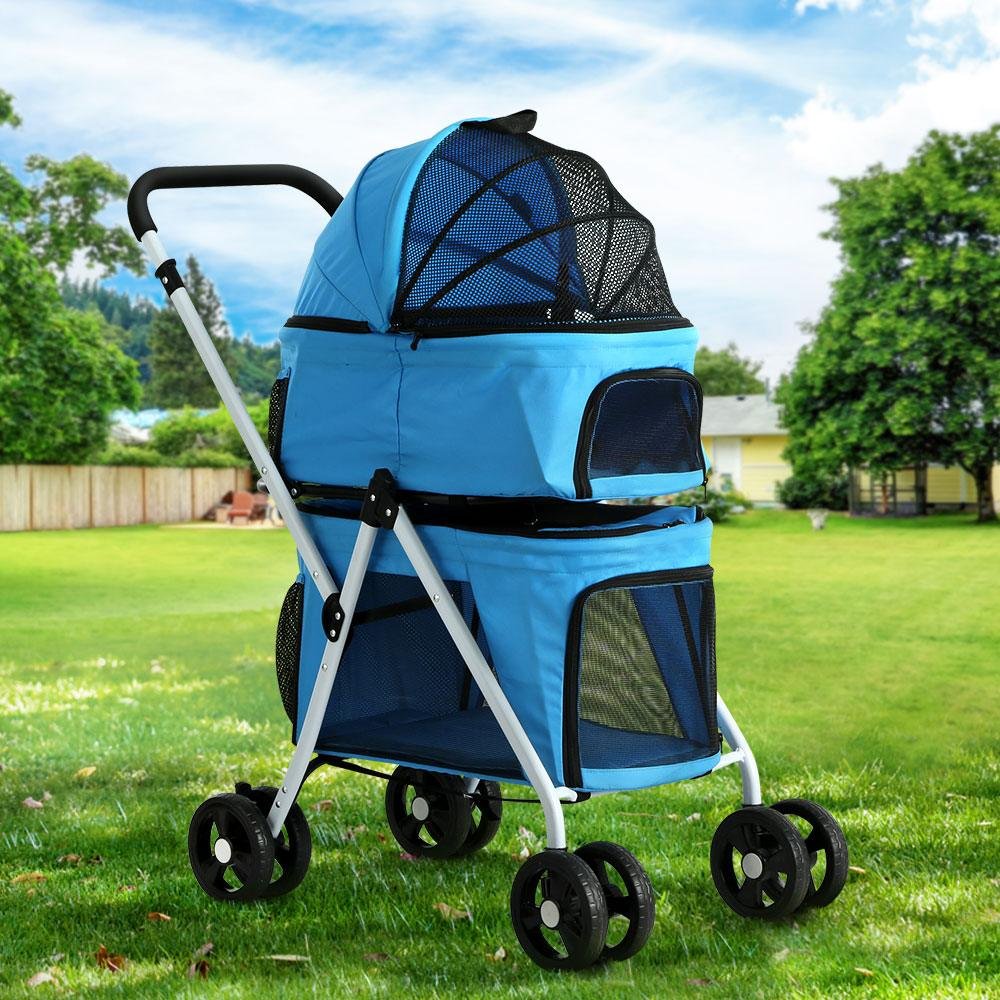 i.Pet Pet Stroller Dog Pram Large Cat Carrier Travel Foldable 4 Wheels Double - Image 8