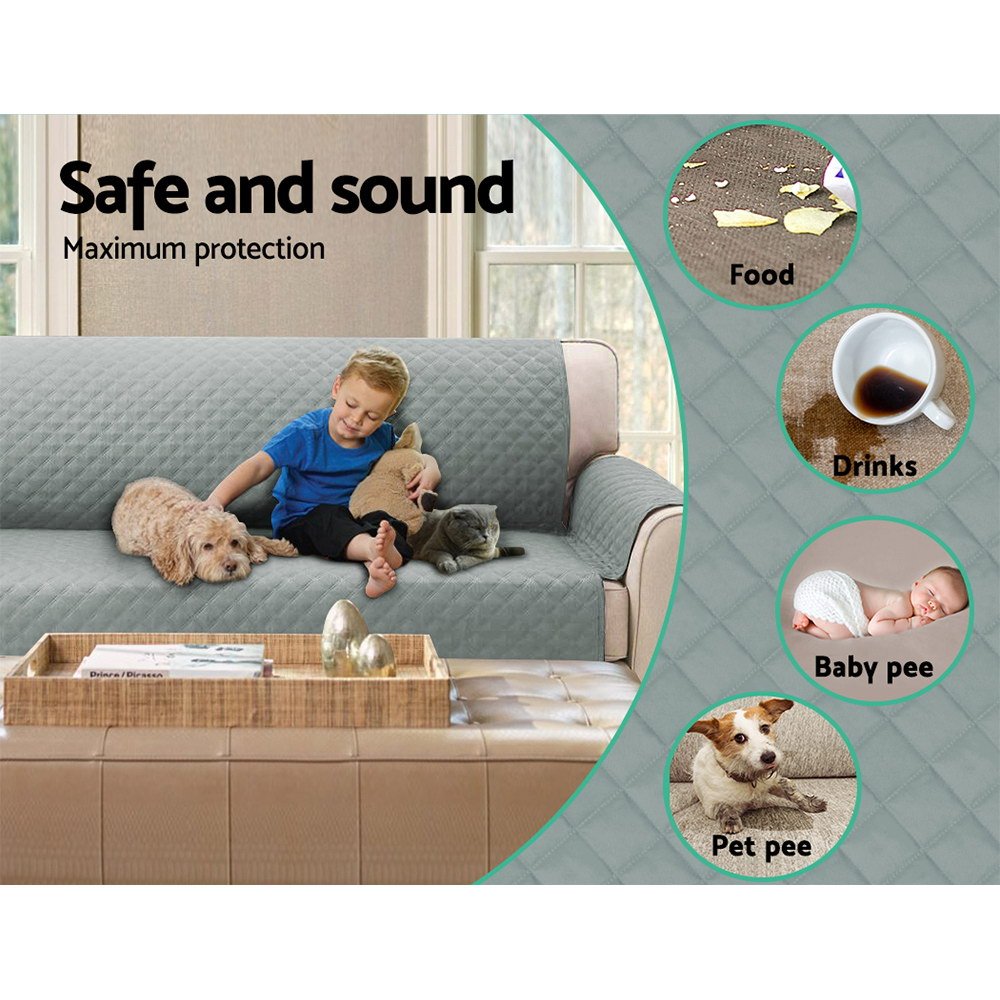 Artiss Sofa Cover Couch Covers 4 Seater 100% Water Resistant Grey - Image 5