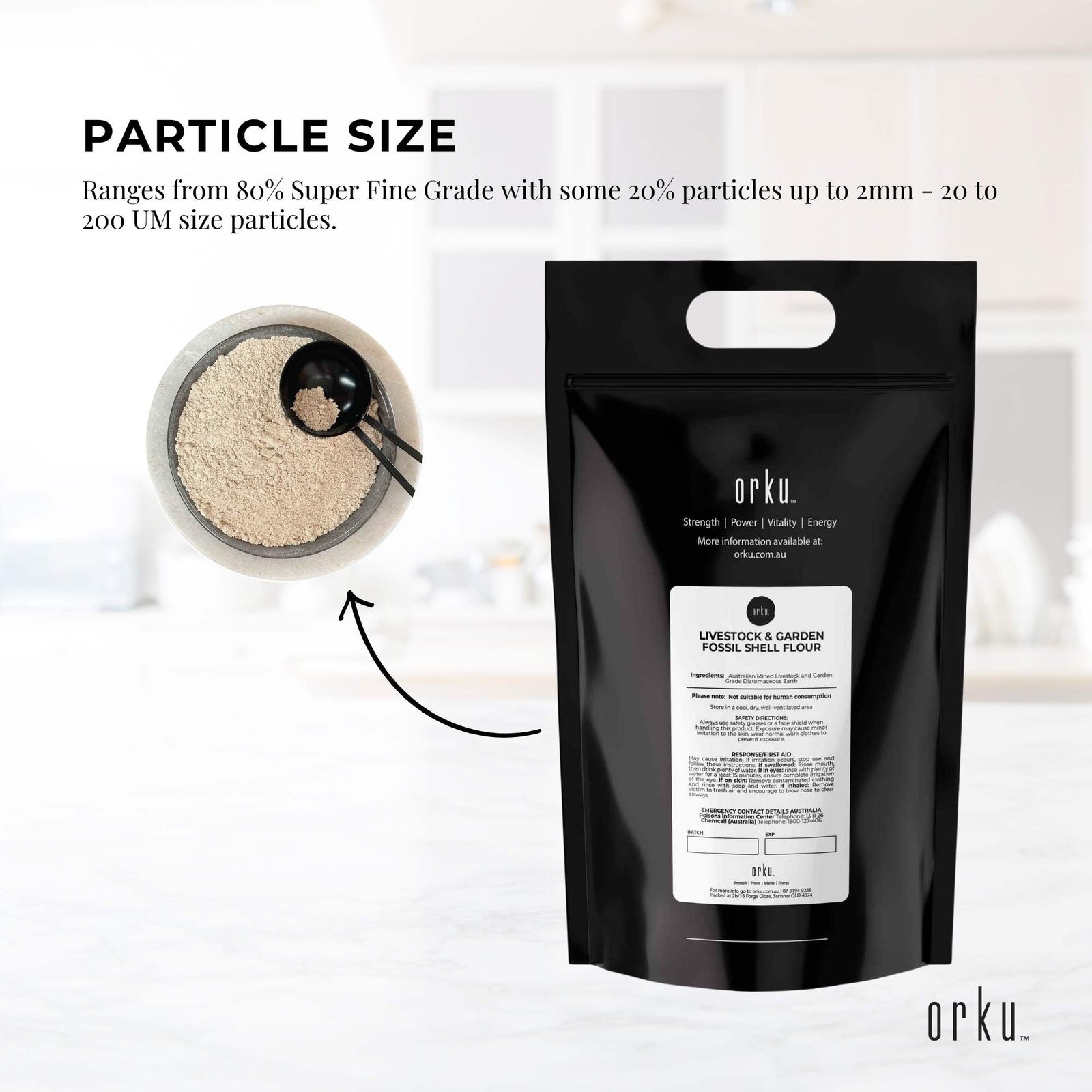 Orku 20Kg Fossil Shell Flour - Livestock Garden Diatomaceous Earth Bulk - Image 4