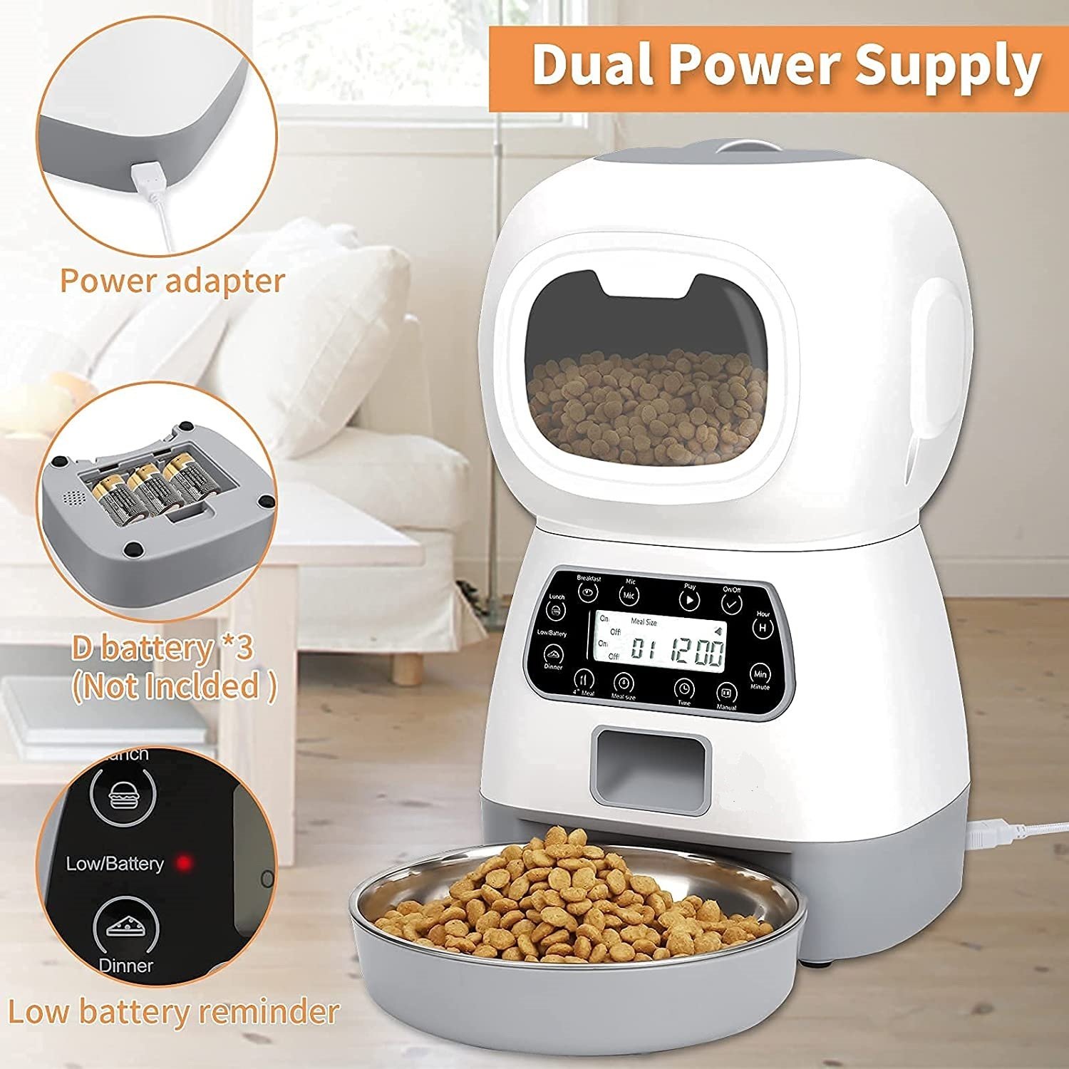 YES4PETS 3.5L Visible Automatic Digital Pet Dog Cat Feeder Food Bowl Dispenser - Image 4