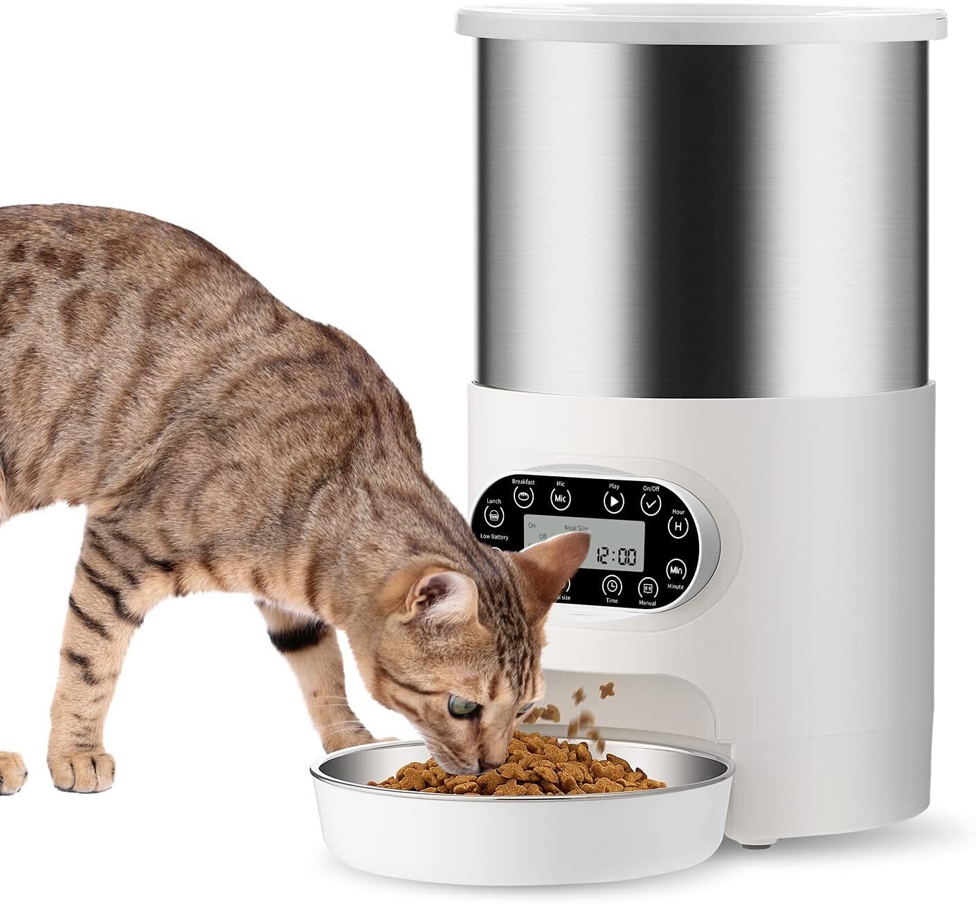 YES4PETS Electric Automatic Pet Dog Cat Rabbit Feeder Stainless Steel 3L Dispenser - Image 2