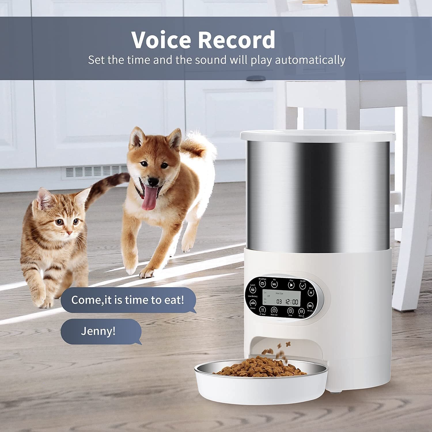 YES4PETS Electric Automatic Pet Dog Cat Rabbit Feeder Stainless Steel 3L Dispenser - Image 5