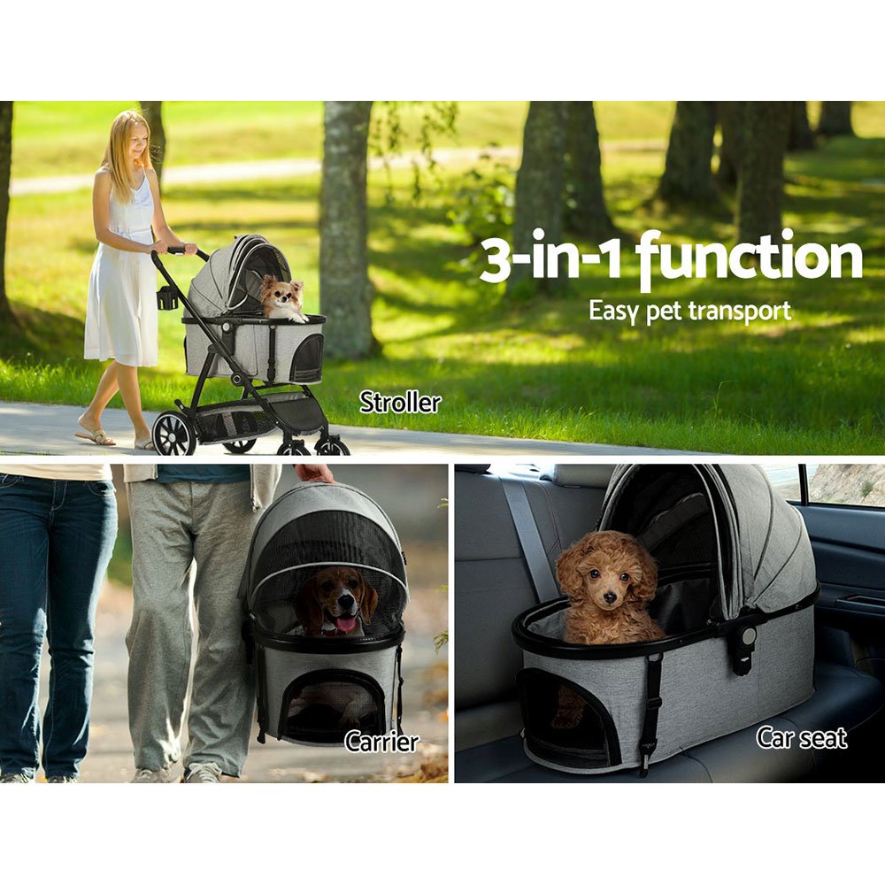 i.Pet Pet Stroller Dog Pram Large Cat Carrier Travel Pushchair 4 Wheels Foldable - Image 5