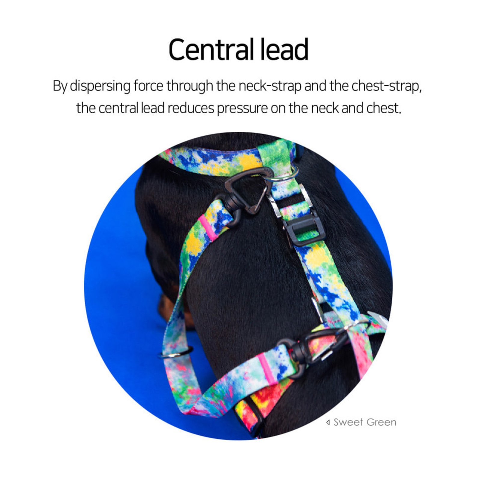 Dog Double-Lined Straps Harness Adjustable L SWEET GREEN - Image 4