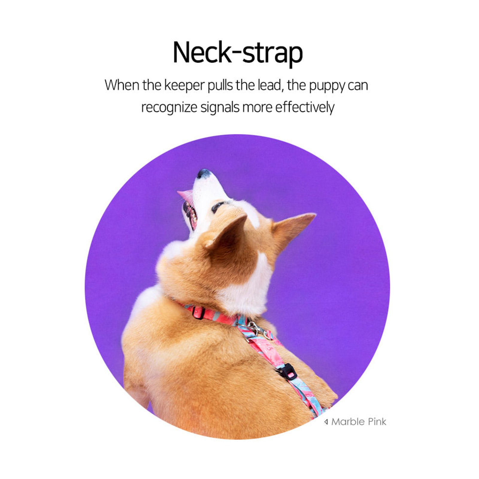 Dog Double-Lined Straps Harness Adjustable S MARBLE PINK - Image 2