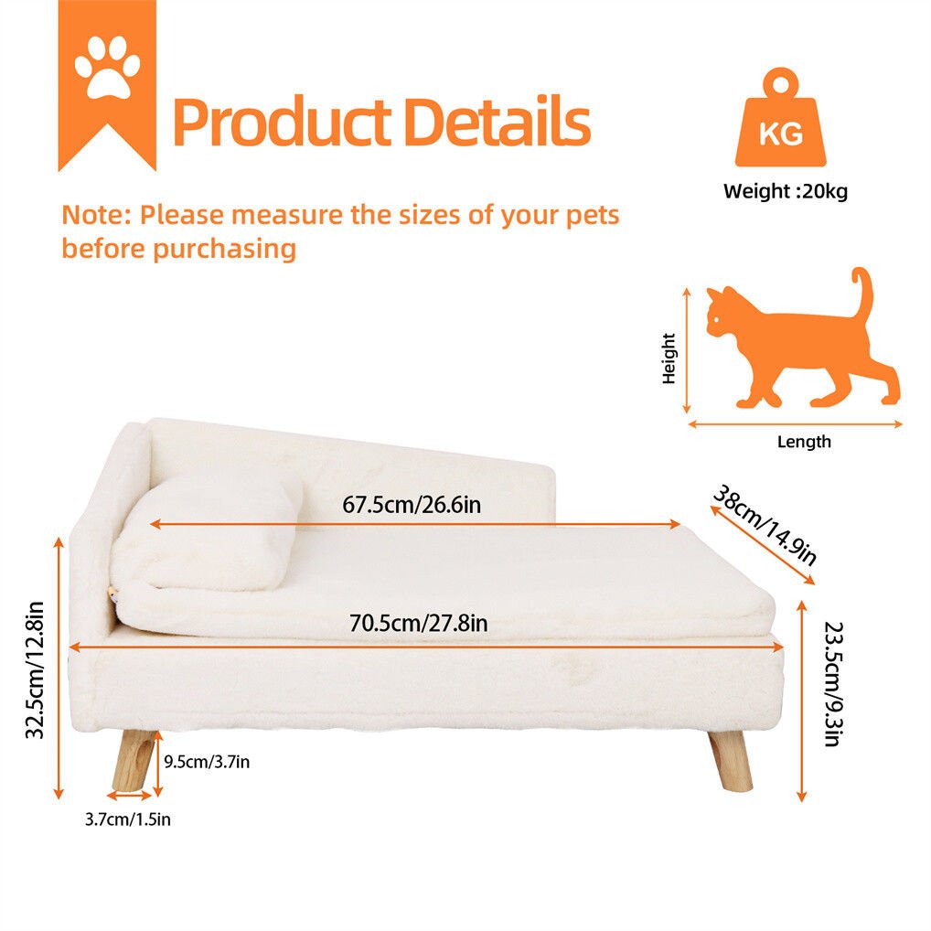 Small Raised Pet Sofa 70x40x39cm Waterproof Portable Dog Bed - Image 2