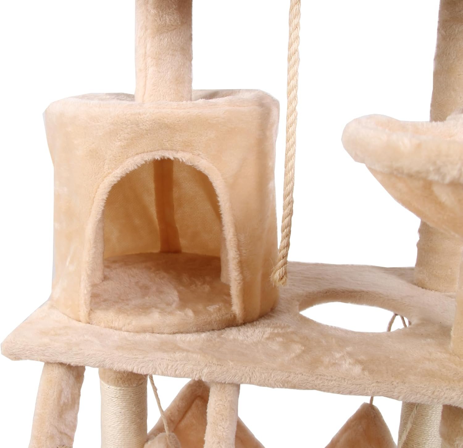 CARLA HOME 141cm Cat Tree Tower for Indoor Cats with Plush Perch, Ladder, Sisal Scratching Posts, Hammock & Condo for Kittens & Adult Cats (Beige) - Image 7