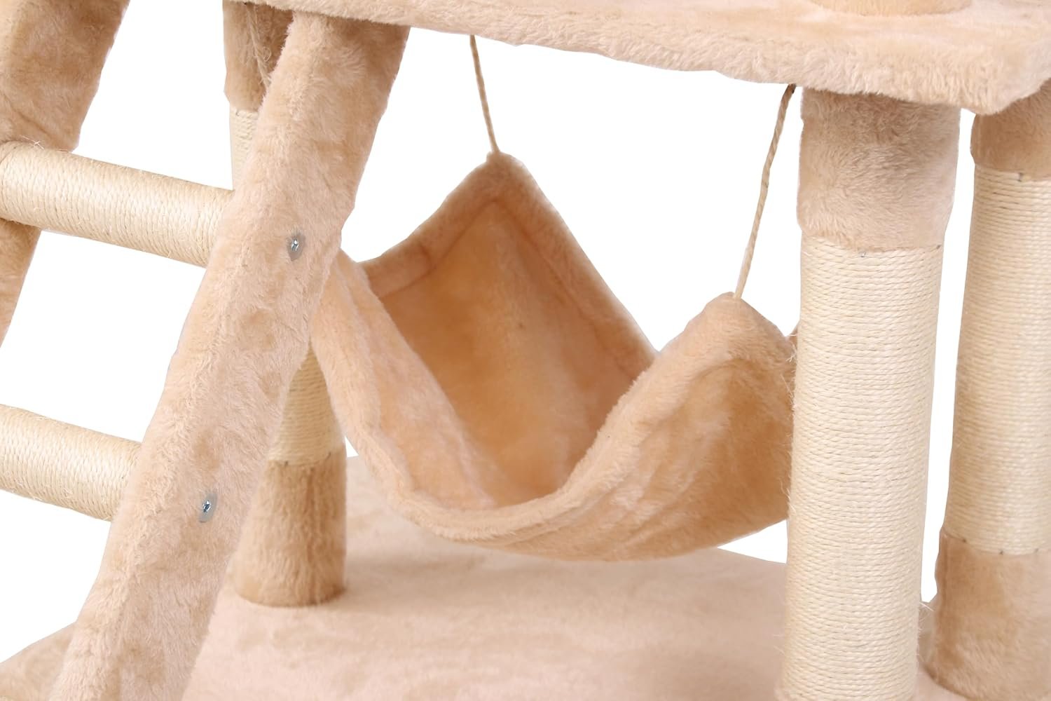 CARLA HOME 141cm Cat Tree Tower for Indoor Cats with Plush Perch, Ladder, Sisal Scratching Posts, Hammock & Condo for Kittens & Adult Cats (Beige) - Image 9