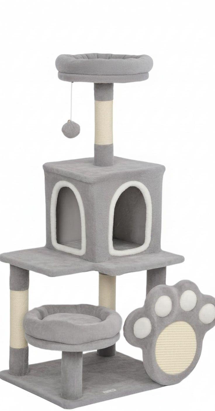 CARLA HOME Large Cat Tree Tower for Indoor Cats with Plush Perch, Cat Condo, Natural Sisal Scratching Posts, Hanging Ball & Paw Scratcher - Image 8